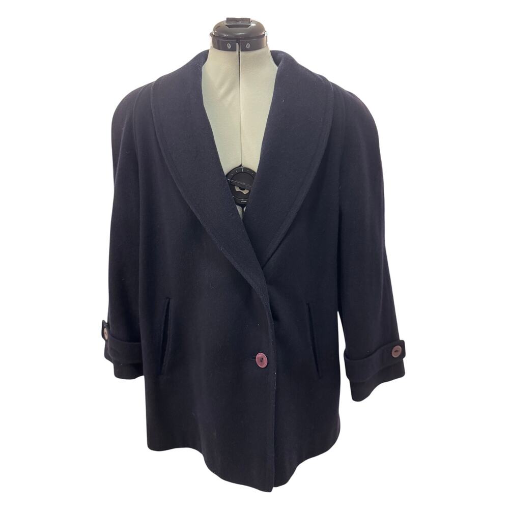 Super Fina Alorna Forstmann Jacket Women Large Blue Double Breasted Wool Coat